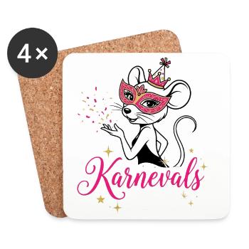 Karnevals Maus - Kölsche Mädche , Tierkostüm  - Untersetzer (4er-Set) - Weiß - Vorne