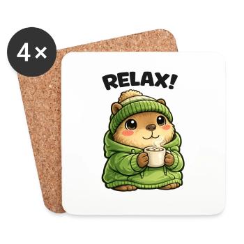 Relax Bear in the Green Pullover Hoodie - Coasters (set of 4) - white - Front
