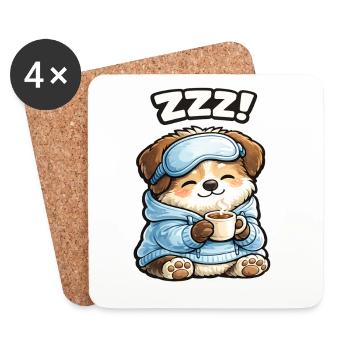 Paw sleeper in pajamas - Coasters (set of 4) - white - Front
