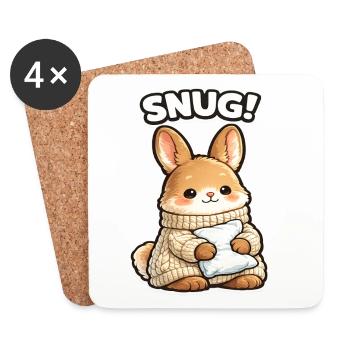 Kuschelbunny Snug Motiv - Untersetzer (4er-Set) - Weiß - Vorne
