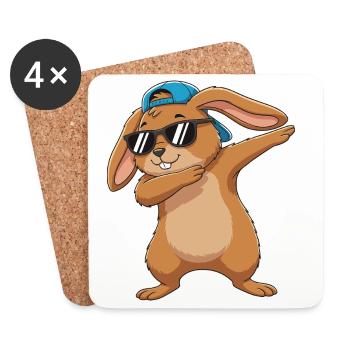 Dessins animés de lunettes de soleil en forme de lapin à appliquer - Dessous de verre (lot de 4) - blanc - Devant