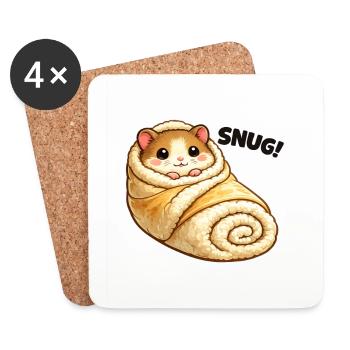 Kuscheliger Hamster in Decke - Untersetzer (4er-Set) - Weiß - Vorne