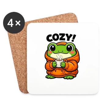 Gemütlicher Frosch Hoodie - Untersetzer (4er-Set) - Weiß - Vorne