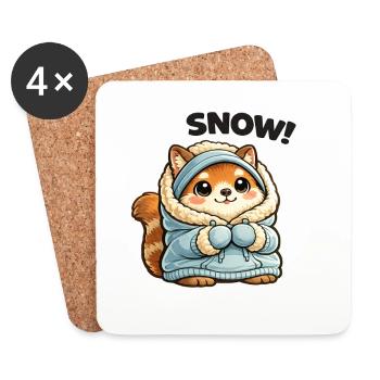Fox in winter sweater - Coasters (set of 4) - white - Front