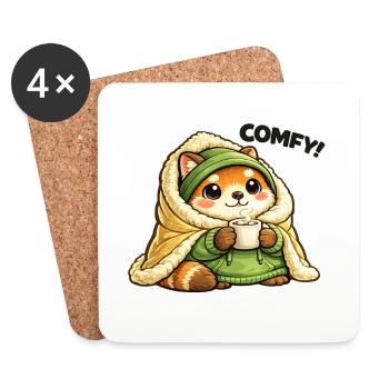 Cuddly panda in winter coat - Coasters (set of 4) - white - Front