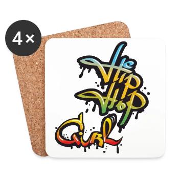 Hip Hop Girl Graffiti  - Untersetzer (4er-Set) - Weiß - Vorne