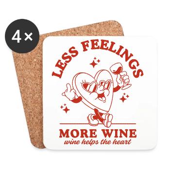 Moins de sentiments Plus de vin - Dessous de verre (lot de 4) - blanc - Devant