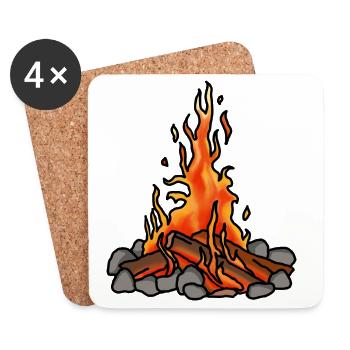 Feu de camp - Dessous de verre (lot de 4) - blanc - Devant