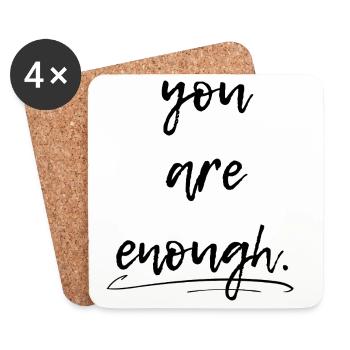 You are enough, you are enough - Coasters (set of 4) - white - Front