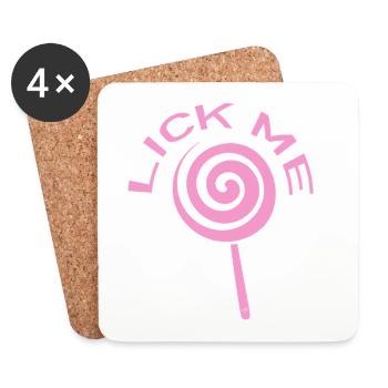 Lick Me Pink Lollipop | Cute Candy Love Design - Coasters (set of 4) - white - Front