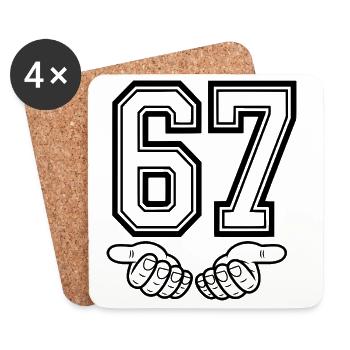 SIX SEVEN – 67 Mèmes numéros dans un look rétro - Dessous de verre (lot de 4) - blanc - Devant