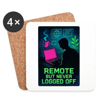 Connected teleworker H24 design neon cyber - Coasters (set of 4) - white - Front
