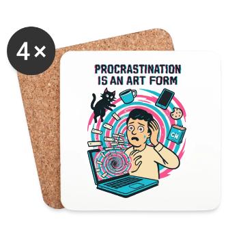 Prokrastination: Die Kunst der Remote-Arbeit und des Rushes - Untersetzer (4er-Set) - Weiß - Vorne