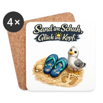 Sand im Schuh, Glück im Kopf - Untersetzer (4er-Set) - Weiß - Vorne