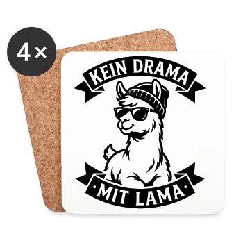 Kein Drama mit Lama - Untersetzer (4er-Set) - Weiß - Vorne