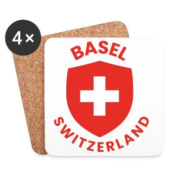 Basel sköld schweizisk kors - Untersetzer (4er-Set) - Weiß - Vorne