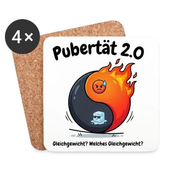 Pubertät 2.0 - Menopause Yin Yang & Gleichgewicht - Untersetzer (4er-Set) - Weiß - Vorne