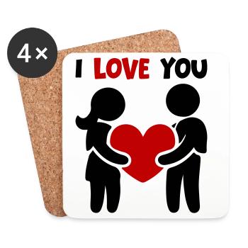 I Love You - Couple In Love Heart - Coasters (set of 4) - white - Front