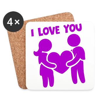 I Love You - Couple In Love Heart - Coasters (set of 4) - white - Front