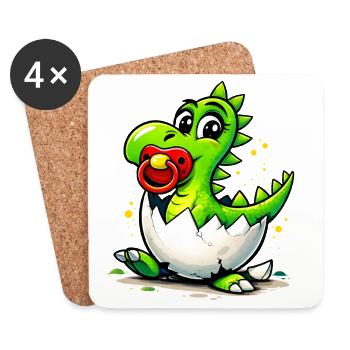 Bébé Dragon avec tétine - Dessous de verre (lot de 4) - blanc - Devant