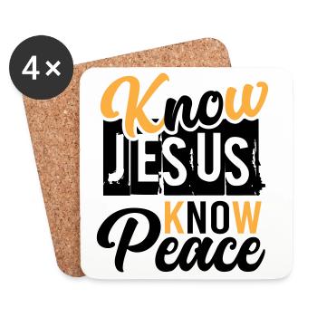Connais Jésus, connais la paix – Paix en Christ - Dessous de verre (lot de 4) - blanc - Devant