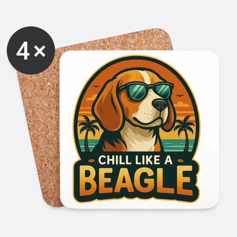 Chill wie ein Beagle - Untersetzer (4er-Set) - Weiß