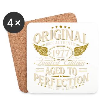 Jahrgang 1977 geboren Geburtstagsgeschenk - Untersetzer (4er-Set) - Weiß - Vorne