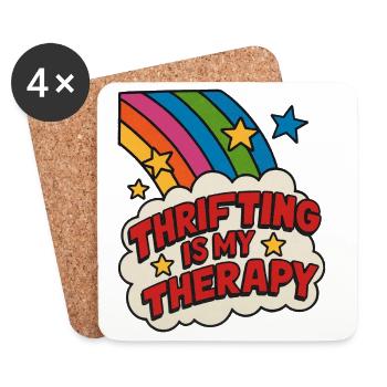 Secondhand-Therapie-Regenbogenaufkleber - Untersetzer (4er-Set) - Weiß - Vorne