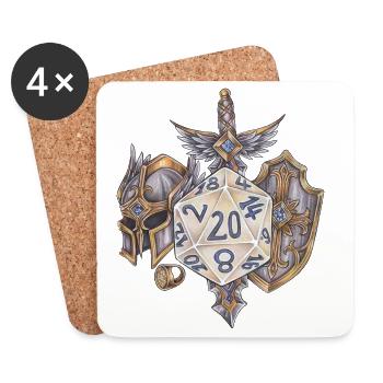 Rollenspiel Tabletop D20 Würfel Geschenk Paladin - Untersetzer (4er-Set) - Weiß - Vorne