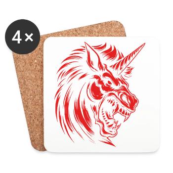 Wütendes Einhorn Dunkle Kraft - Rebellische Magie - Untersetzer (4er-Set) - Weiß - Vorne
