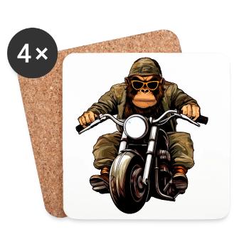 Affen Motorrad / Gorilla Motorbike - Untersetzer (4er-Set) - Weiß - Vorne
