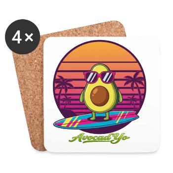 Surf d’avocat devant un coucher de soleil rétro - Dessous de verre (lot de 4) - blanc - Devant