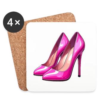 Pink shiny high heels - Coasters (set of 4) - white - Front