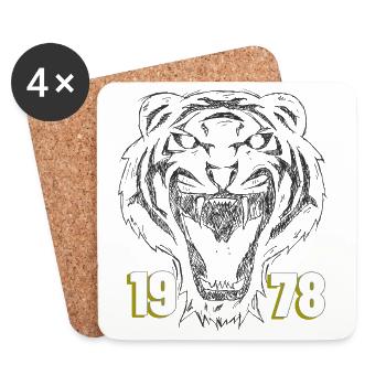 Roaring Tiger 1978 Retro - Untersetzer (4er-Set) - Weiß - Vorne
