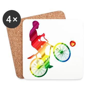 Radball, Radballer, Hallenradsport - Untersetzer (4er-Set) - Weiß - Vorne