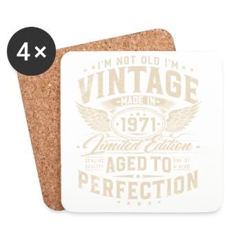 Vintage 1971 Jahrgang Geburtstag Geschenk - Untersetzer (4er-Set) - Weiß - Vorne