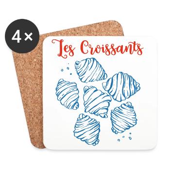 Les Croissants Blue Sketches - Coasters (set of 4) - white - Front