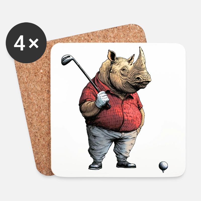 Nashörner Golf - Untersetzer (4er-Set) - Weiß