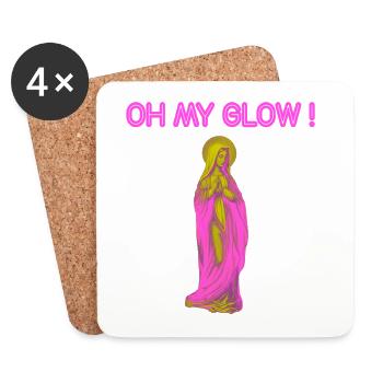Oh My Glow Vierge Marie Auréole Or - Dessous de verre (lot de 4) - blanc - Devant