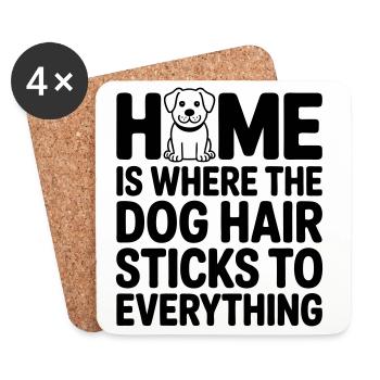 Maison avec chien pour propriétaires de chiens - Dessous de verre (lot de 4) - blanc - Devant