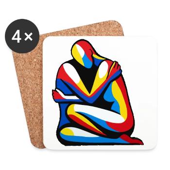 Colorful abstract hug - Coasters (set of 4) - white - Front