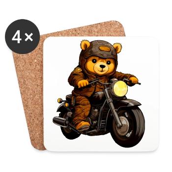 Bear Motorcyclist - Dessous de verre (lot de 4) - blanc - Devant