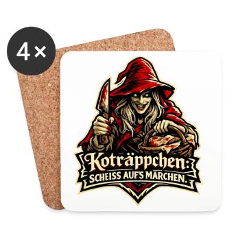 Rotkäppchen (Koträppchen) Parodie: Scheiß Märchen - Untersetzer (4er-Set) - Weiß - Vorne