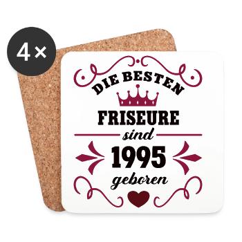 1995 Friseurin Geburtstag Kollege Arbeitskollege - Untersetzer (4er-Set) - Weiß - Vorne