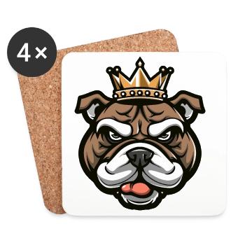 Couronne de chien bouledogue - Dessous de verre (lot de 4) - blanc - Devant