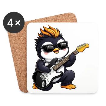 Cool Penguin With Sunglasses Rocker Hairstyle Gita - Coasters (set of 4) - white - Front