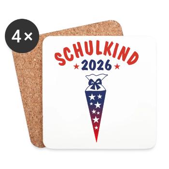 Schulkind 2026 - Schultüte - rot blau Farbverlauf - Untersetzer (4er-Set) - Weiß - Vorne