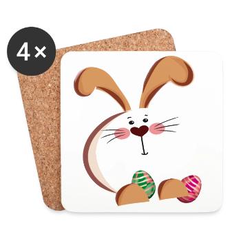 Easter bunny and colorful eggs - Coasters (set of 4) - white - Front