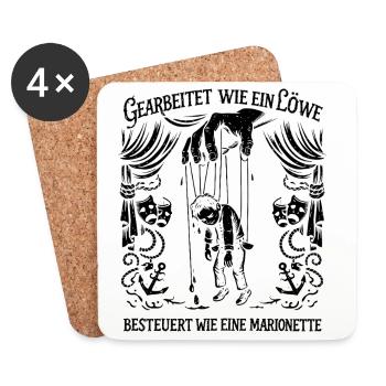 Travaillait comme un lion, - Dessous de verre (lot de 4) - blanc - Devant