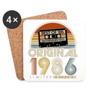Original 1986 Retro Vintage Birthday Gift - Coasters (set of 4) - white - Front